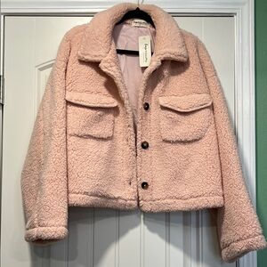 Impressions Cozy Pink Teddy Jacket with Button Front